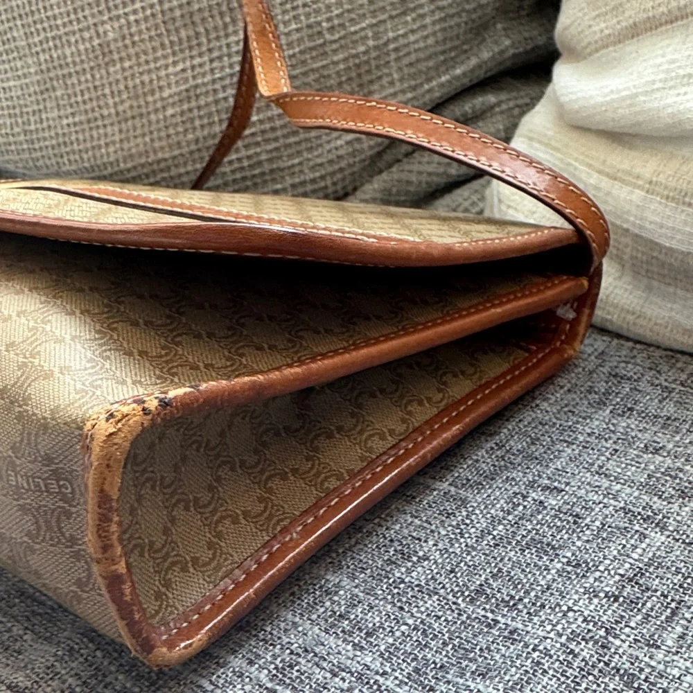 Celine Tan and Brown Patterned Crossbody Bag - Picture 9 of 16